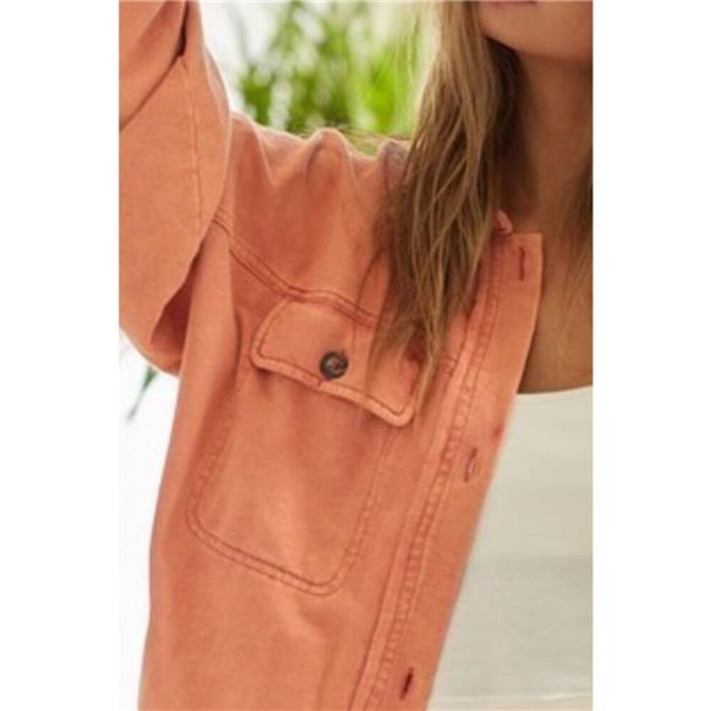 BiBi Washed Button Up Shacket with‎ Chest Pockets… - image 3